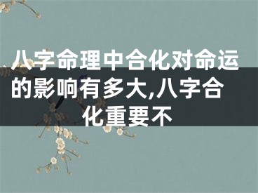 八字命理中合化对命运的影响有多大,八字合化重要不