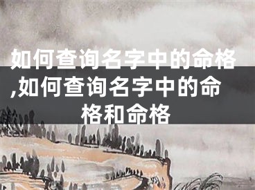 如何查询名字中的命格,如何查询名字中的命格和命格