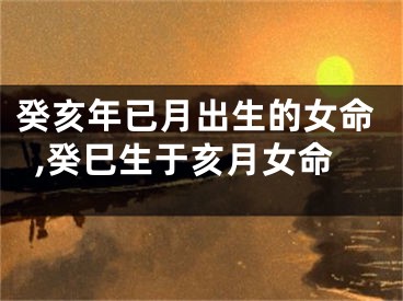 癸亥年已月出生的女命,癸巳生于亥月女命