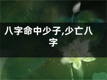 八字命中少子,少亡八字