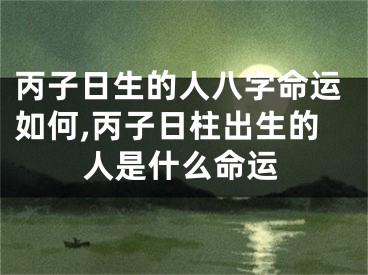 丙子日生的人八字命运如何,丙子日柱出生的人是什么命运