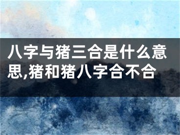 八字与猪三合是什么意思,猪和猪八字合不合