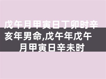 戊午月甲寅日丁卯时辛亥年男命,戊午年戊午月甲寅日辛未时