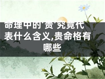 命理中的‘贵’究竟代表什么含义,贵命格有哪些