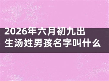 2026年六月初九出生汤姓男孩名字叫什么
