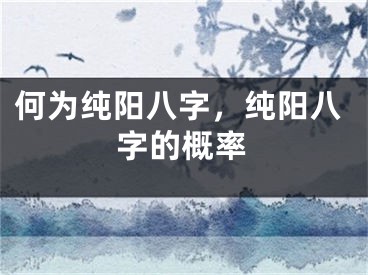 何为纯阳八字，纯阳八字的概率