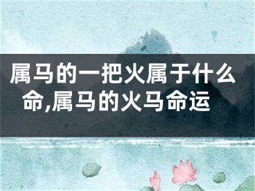 属马的一把火属于什么命,属马的火马命运