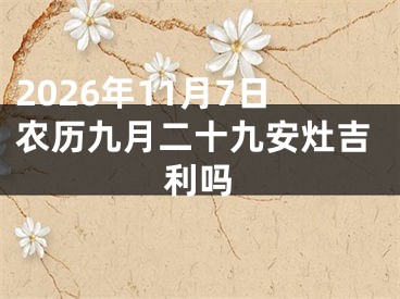 2026年11月7日农历九月二十九安灶吉利吗
