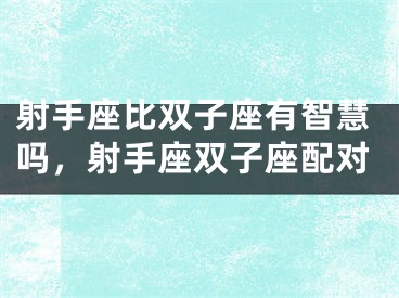 射手座比双子座有智慧吗，射手座双子座配对