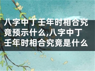 八字中丁壬年时相合究竟预示什么,八字中丁壬年时相合究竟是什么