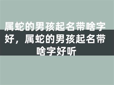 属蛇的男孩起名带啥字好,属蛇的男孩起名带啥字好听