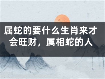 属蛇的要什么生肖来才会旺财，属相蛇的人