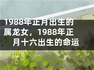 1988年正月出生的属龙女，1988年正月十六出生的命运