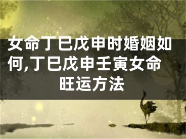 女命丁巳戊申时婚姻如何,丁巳戊申壬寅女命旺运方法