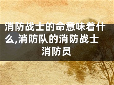 消防战士的命意味着什么,消防队的消防战士消防员