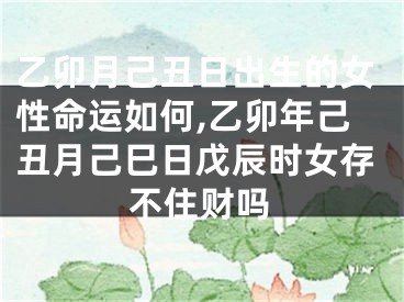 乙卯月己丑日出生的女性命运如何,乙卯年己丑月己巳日戊辰时女存不住财吗