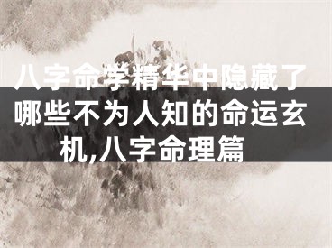 八字命学精华中隐藏了哪些不为人知的命运玄机,八字命理篇