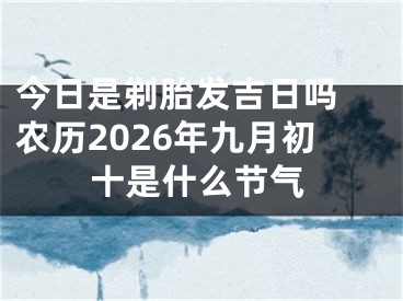今日是剃胎发吉日吗 农历2026年九月初十是什么节气