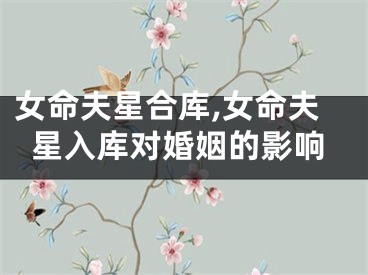 女命夫星合库,女命夫星入库对婚姻的影响