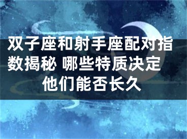 双子座和射手座配对指数揭秘 哪些特质决定他们能否长久