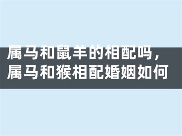 属马和鼠羊的相配吗，属马和猴相配婚姻如何