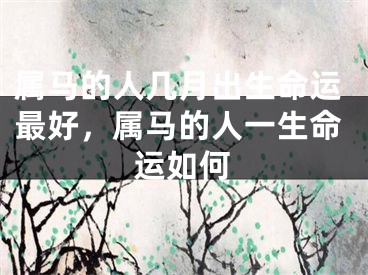 属马的人几月出生命运最好，属马的人一生命运如何