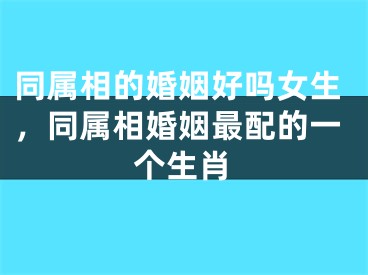 同属相的婚姻好吗女生，同属相婚姻最配的一个生肖