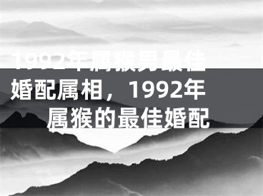 1992年属猴男最佳婚配属相,1992年属猴的最佳婚配