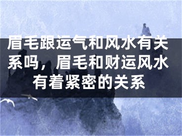 眉毛跟运气和风水有关系吗,眉毛和财运风水有着紧密的关系