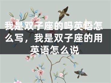 我是双子座的吗英语怎么写，我是双子座的用英语怎么说