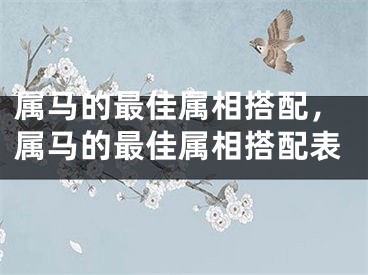 属马的最佳属相搭配，属马的最佳属相搭配表