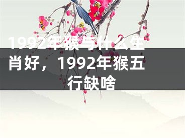 1992年猴与什么生肖好，1992年猴五行缺啥