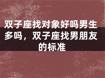 双子座找对象好吗男生多吗,双子座找男朋友的标准