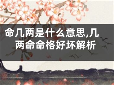 命几两是什么意思,几两命命格好坏解析