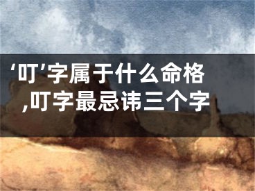 ‘叮’字属于什么命格,叮字最忌讳三个字